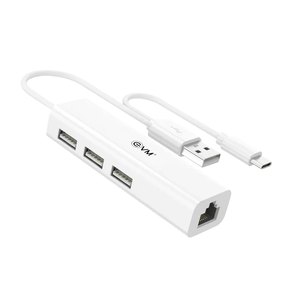 EVM Type-C + USB to USB Hub 3 Ports 2.0 With LAN (H2) (A1652)